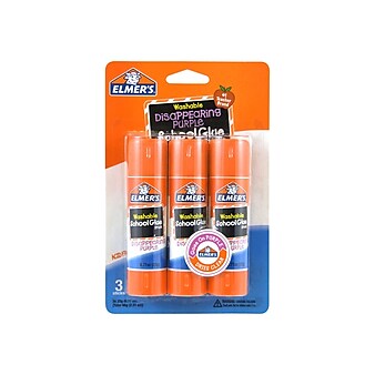 Elmer's School Washable Glue Sticks, 0.77 oz., Purple, 3/Pack (E562)