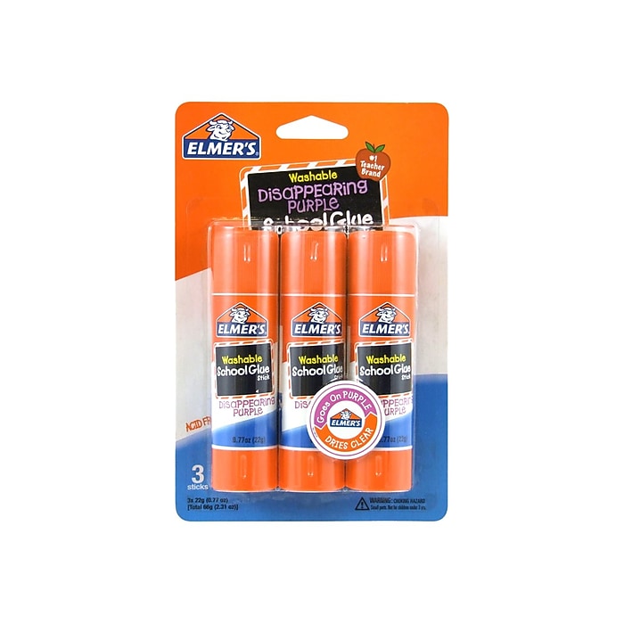 【KIDS用】LESQUE GLEAM 7.375”【新品送料込】 Elmer's School Jumbo Washable Glue Sticks, 0.77 oz., Purple, 3