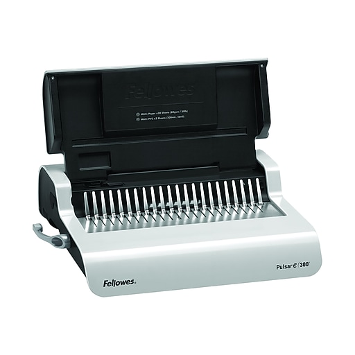 Fellowes PulsarE Comb Binding Machine, 300 Sheet Capacity, White/Black
