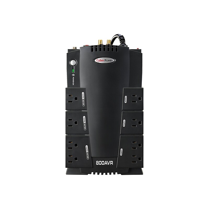 CyberPower AVR Series Compact Battery Backup & Surge Protector w/ USB, 8 Outlets (CP800AVR) image 1