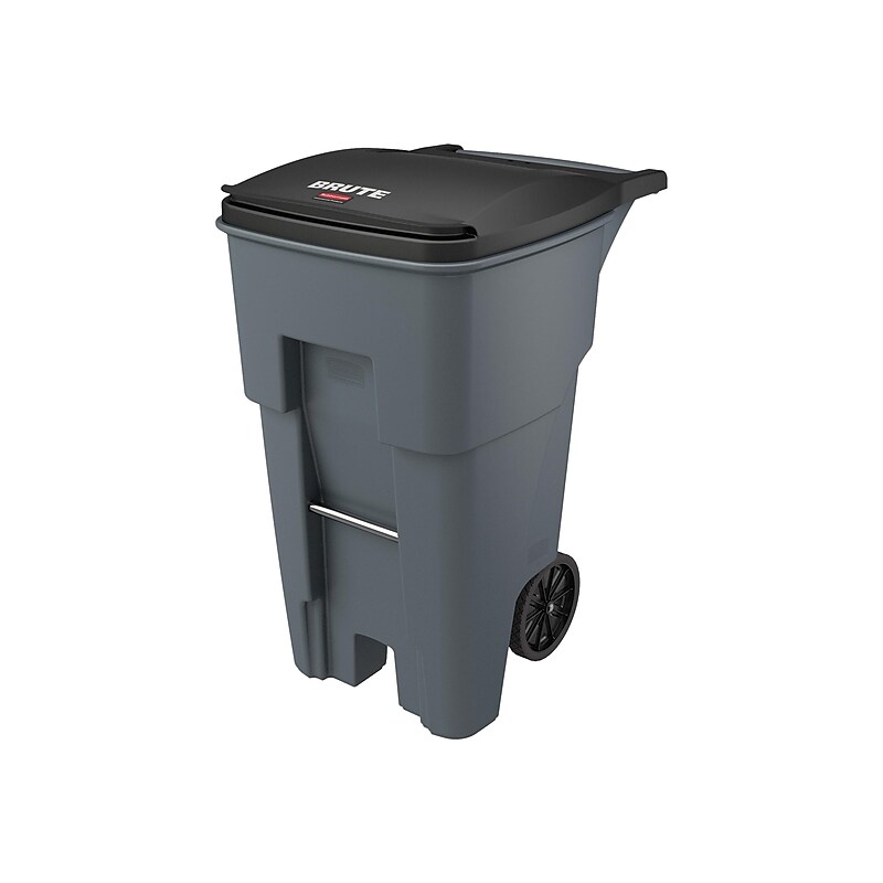 Rubbermaid BRUTE Rollout Plastic Outdoor Trash Can, 65 Gallon, Gray (FG9W2100GRAY) image 1
