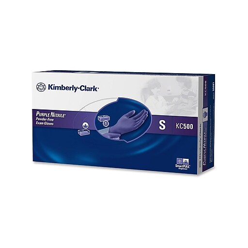 KimberlyClark Powder Free Nitrile Exam Gloves, Small, Purple, 100/Box