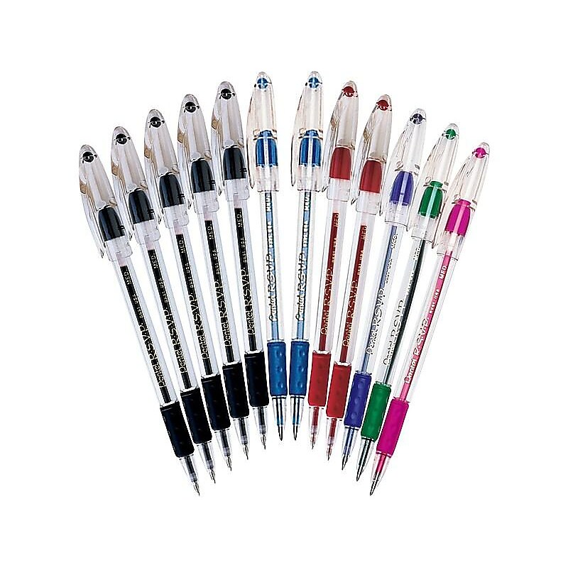 Pentel R.S.V.P. Ballpoint Pens, Medium Point, Assorted Color Ink, Dozen (BK91PC12M) image 1