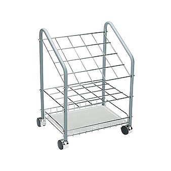 Safco Wire Mobile File Cart with Lockable Wheels, Gray (3091)