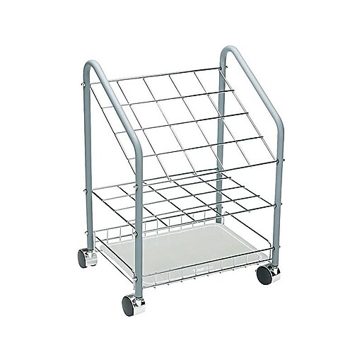 Safco Wire Mobile File Cart with Lockable Wheels, Gray (3091) Staples