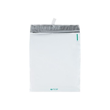 11"W x 13"L Redi-Strip Expansion Poly Mailers, White, 100/Box (QUA46390)