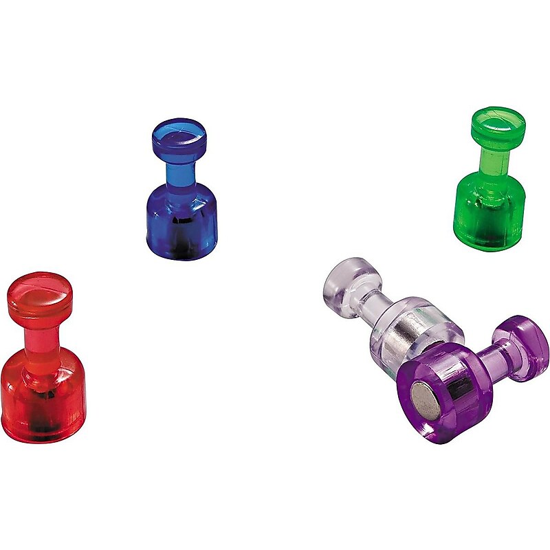 OfficeMate Magnetic Push Pins, Assorted Colors, 10/Pack (92515) image 1