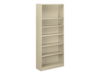 HON Brigade HS82ABC 6-Shelf 81"H Bookcase, Putty/Beige Steel(HONS82ABCL)