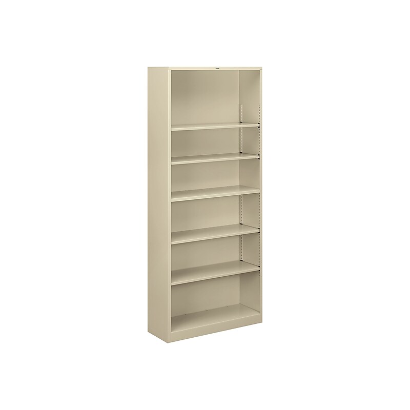 HON Brigade HS82ABC 6-Shelf 81"H Bookcase, Putty/Beige Steel(HONS82ABCL) image 1