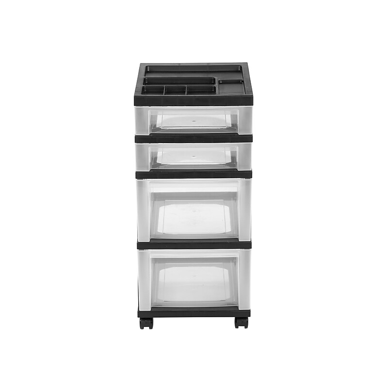 Iris 4 Drawers Storage Cart, Black/Clear (116827) image 1