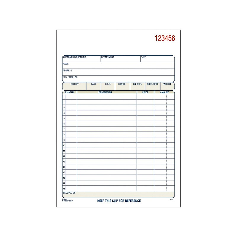 Adams 3-Part Carbonless Sales Orders, 8.44"L x 5.56"W, 50 Sets/Book, 10/Box (TC5805-10) image 1