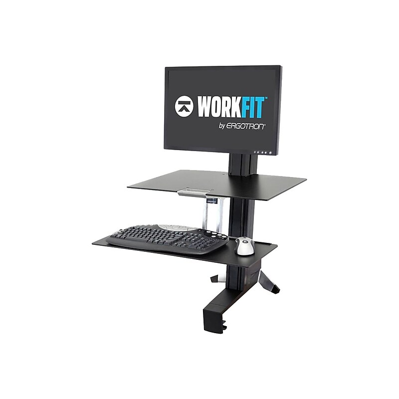 Ergotron WorkFit-S Single HD Workstation with Worksurface Adjustable Converter, Aluminum/Plastic/Steel (33-351-200) image 1