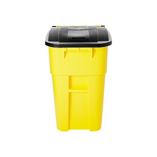 Rubbermaid Commercial Products 50-Gallons Yellow Plastic Commercial Wheeled  Trash Can with Lid Outdoor in the Trash Cans department at