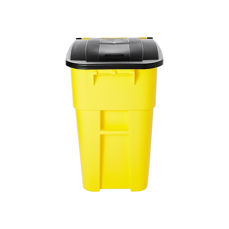 Rubbermaid BRUTE Rollout Plastic Outdoor Trash Can, 50 Gallon, Yellow (FG9W2700YEL) image 1