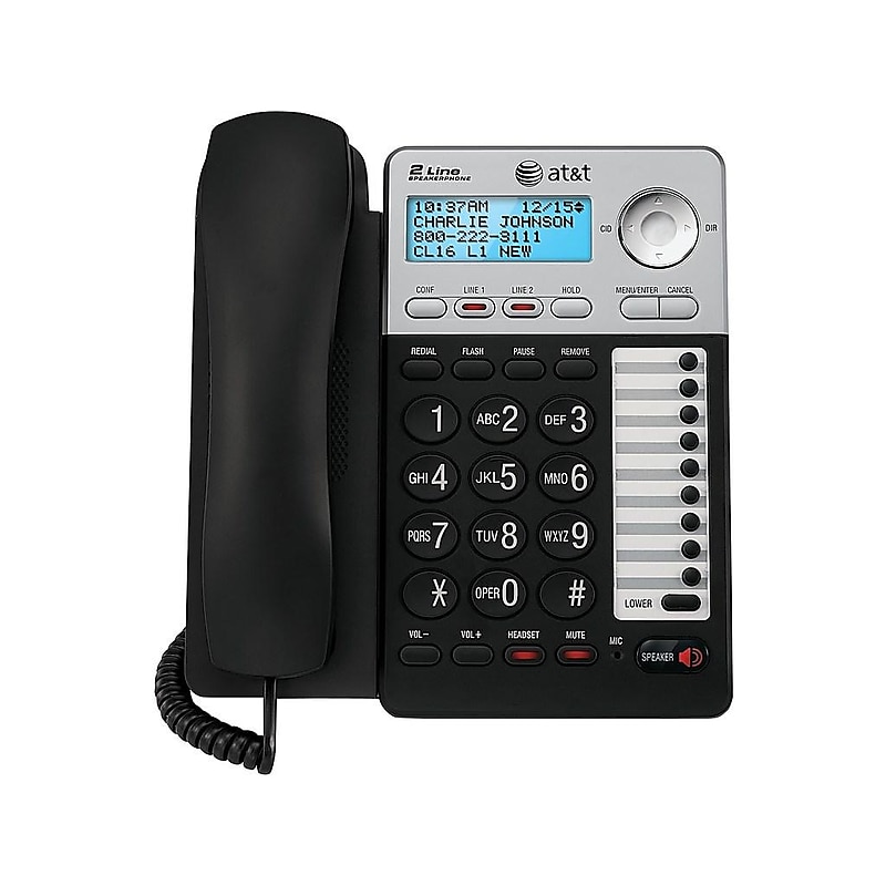 AT&T ML17929 2-Line Corded Phone, Black/Silver image 1