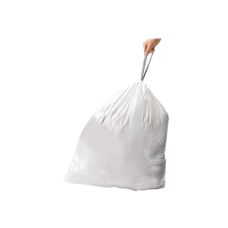simplehuman Code X 21 Gallon Trash Bag, 26" x 34.6", Low Density, 34 Mic, White, 200 Bags/Box (CW0273) image 1