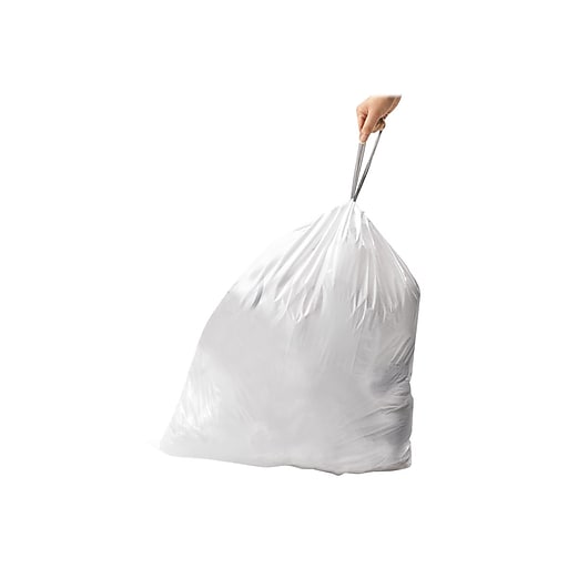 simplehuman Code x Custom Fit Drawstring Trash Bags, 80 Liter / 21 Gallon, White, 200 Count