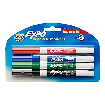 Dry Erase Markers Low Odor and Fine Point Thin Colored Whiteboard Markers for Fridge Fine Tip and Magnetic 12 Set Assorted Colors School or Office 