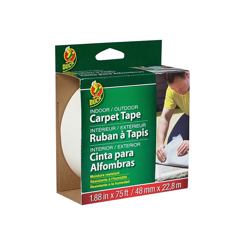 Duck Indoor/Outdoor Double Sided Carpet Tape, 1.88" x 25 yds., White (442062) image 1