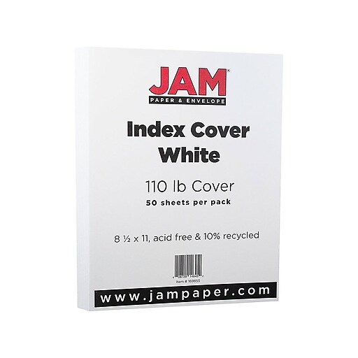Jam Paper Vellum Bristol Index Cardstock - 8.5 x 11 - 110 lb White - 50/Pack
