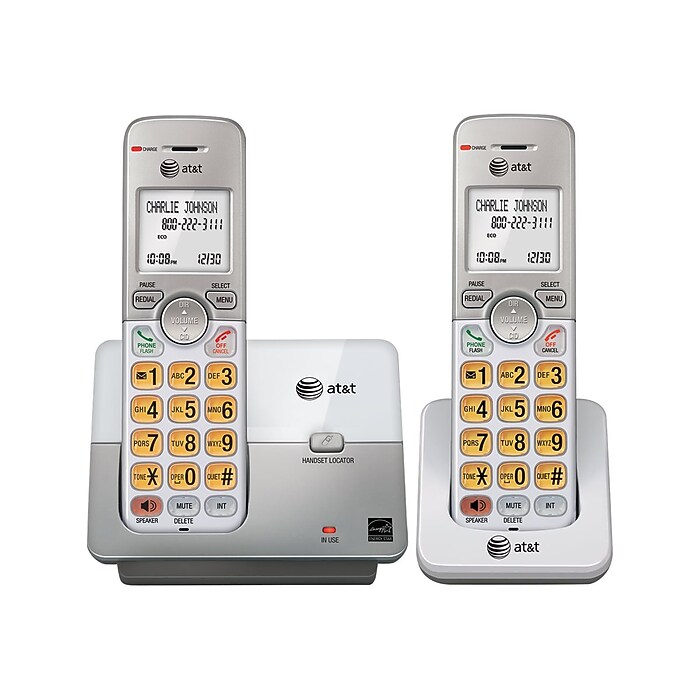 純銀　トゥーイーティー AT&T 2-Handset Cordless Telephone, Gray/Silver (EL51203) | Staples