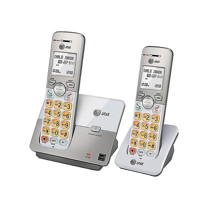 純銀　トゥーイーティー AT&T 2-Handset Cordless Telephone, Gray/Silver (EL51203) | Staples