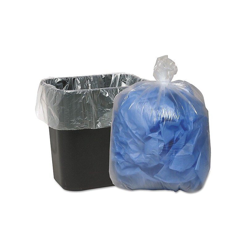Classic 10 Gallon Industrial Trash Bag, 23" x 24", Low Density, 0.6 mil, Clear, 500 Bags/Box (WBI242315C) image 1