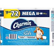 Charmin Ultra Soft Mega 2-Ply Standard Toilet Paper, White, 264 Sheets/Roll, 18 Rolls/Pack (52776)