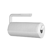 interDesign Basic Plastic Kitchen Roll Paper Towel Holder, White (35001)