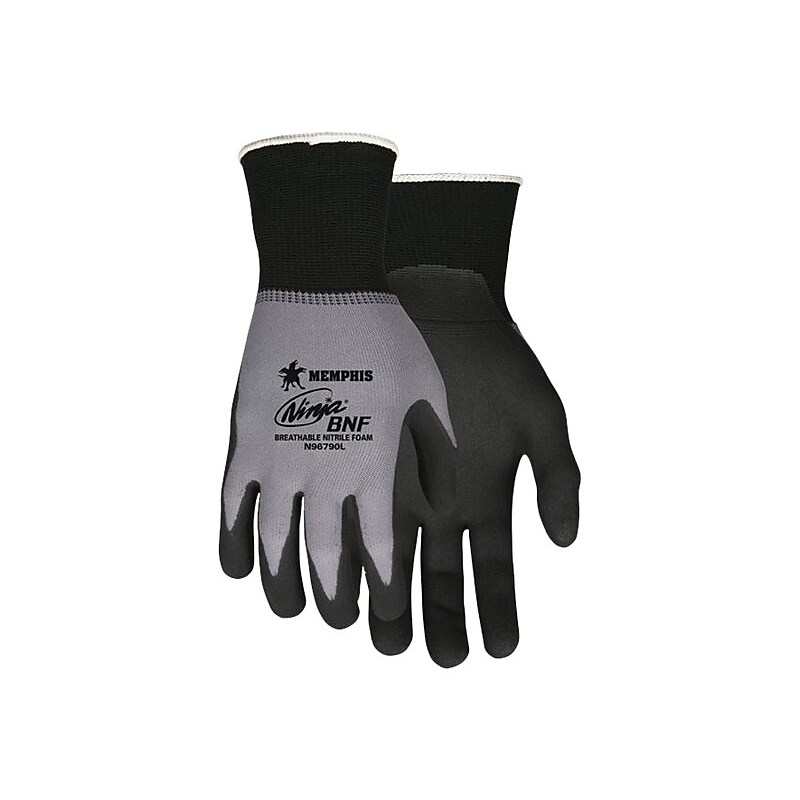 MCR Safety Ninja Nitrile Coating Nylon/Spandex Gloves, Multicolor Dozen (N96790L) image 1