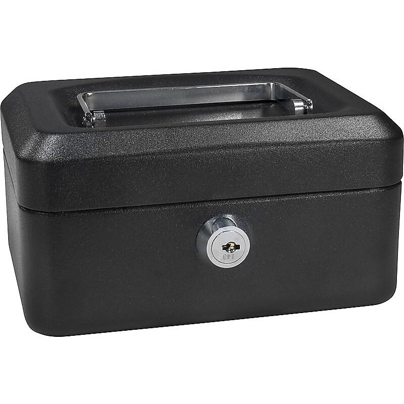 Barska Extra Small Key Lock Cash Box, 3 Compartments, Black (CB11828) image 1