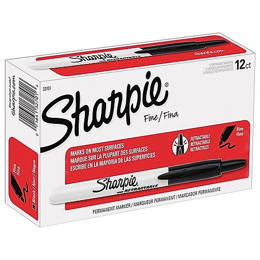 Sharpie® Retractable Fine Point Permanent Markers Black 12/pk (32701