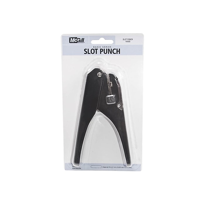 McGill Badge/Slot 1-Hole Punch, 1 Sheet Capacity, Black/Chrome