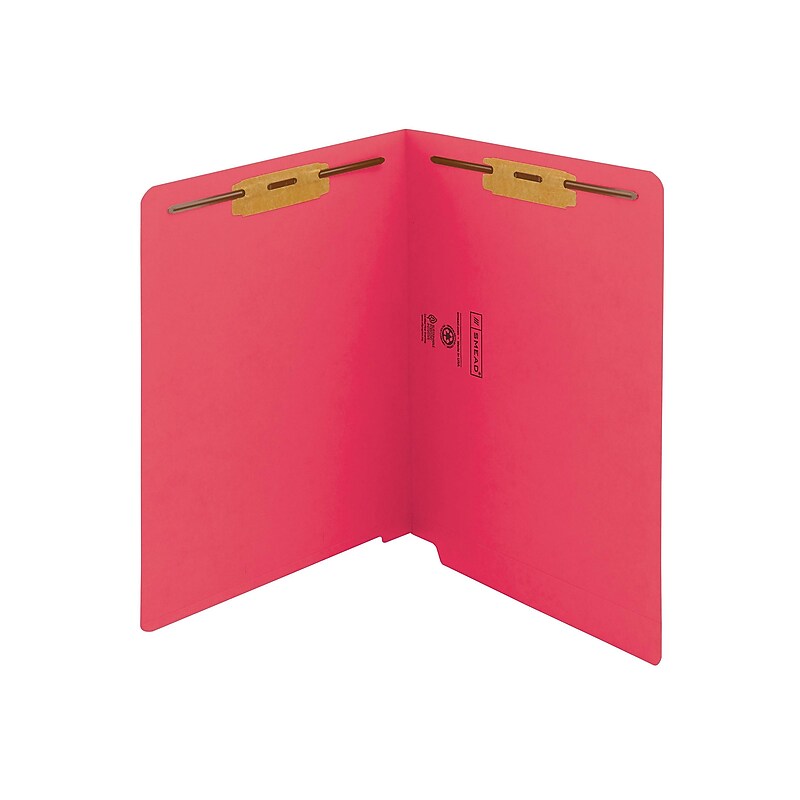 Smead End Tab Classification Folders, Shelf-Master Reinforced Straight-Cut Tab, Letter Size, Red, 50/Box (25740) image 1