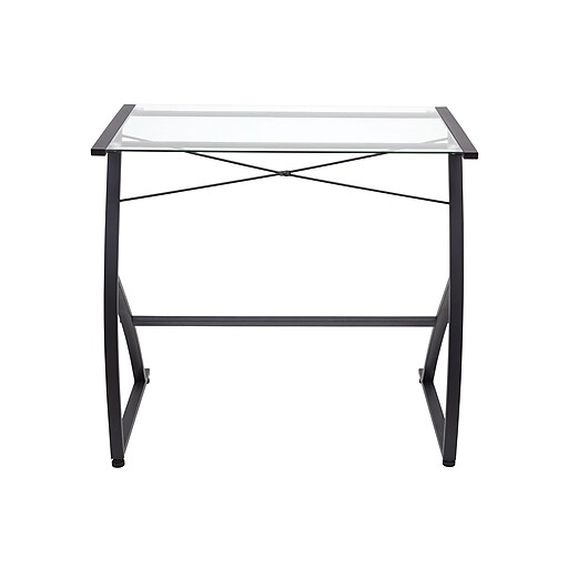 Staples 31.5"W Glass Computer Desk, Black (44851) Staples