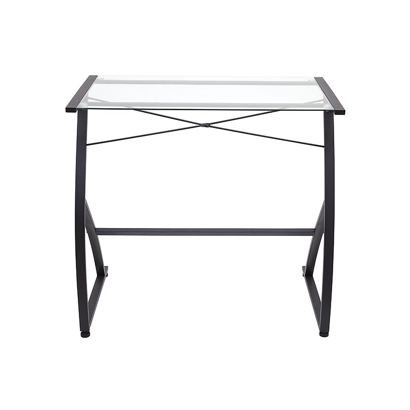 Staples 31.5"W Glass Computer Desk, Black (44851) image 1