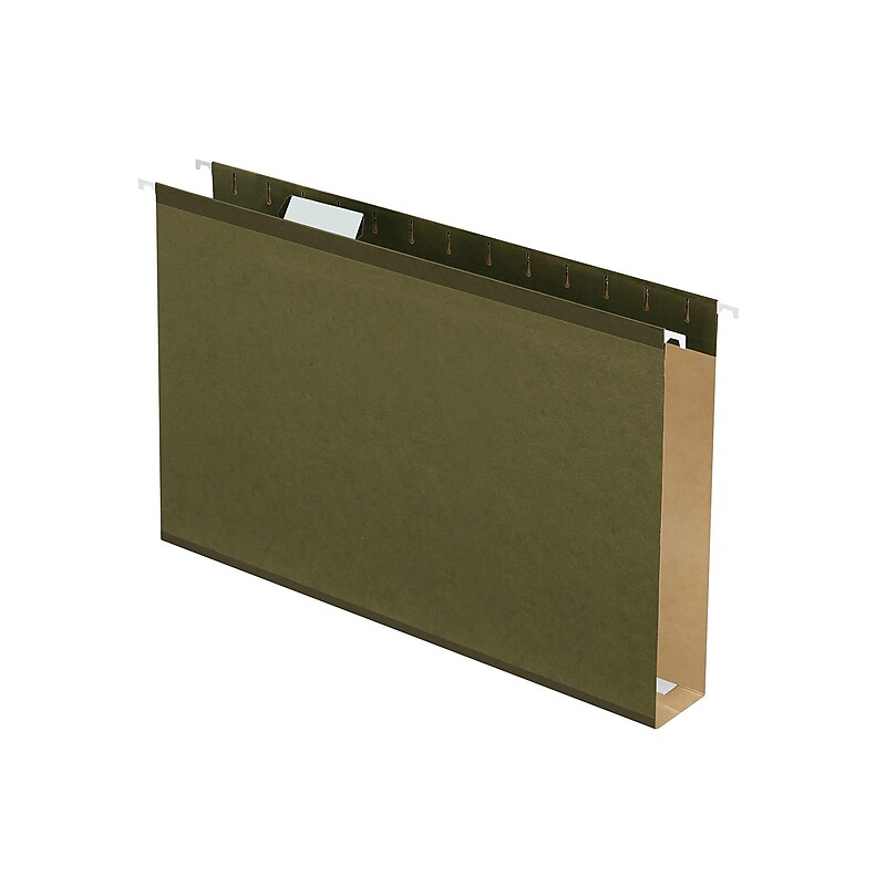 Pendaflex Reinforced Hanging File Folders, Extra Capacity, 5-Tab, Legal Size, 2" Expansion, Standard Green, 25/Box (PFX 04153x2) image 1
