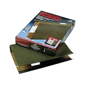 Pendaflex Reinforced Hanging File Folders, Extra Capacity, 5-Tab, Legal Size, Standard Green, 25/Box (PFX 04153x3)