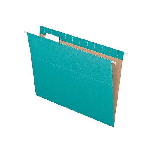 Pendaflex Recycled Hanging File Folders, Letter Size, Aqua, 25/Box (PFX