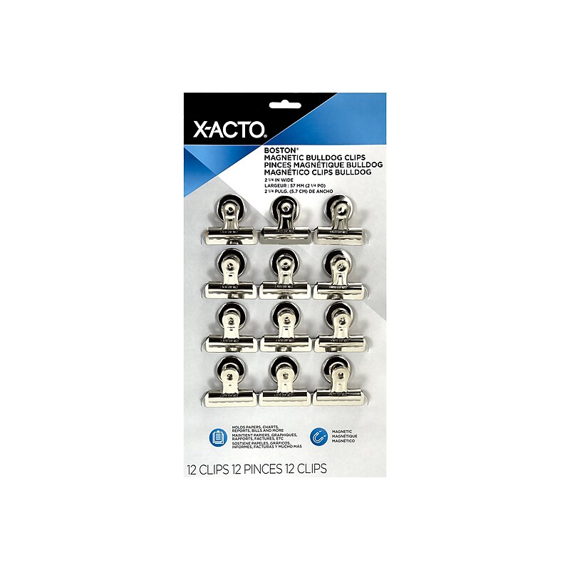 X-ACTO #2 Bulldog Magnetic Clips, Metallic, 12/Box (2027) image 1