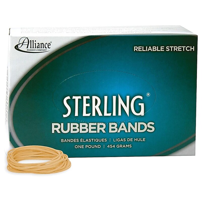 Alliance Rubber Sterling Multi-Purpose #18 Rubber Bands, 3" x 0.0625", Natural Crepe, 1900/Pack (24185) image 1