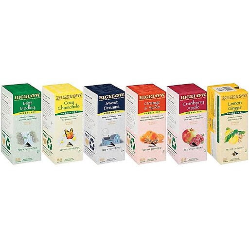 Bigelow Assorted Herbal Tea Bags, 28/Pack, 6 Packs/Carton (17578) Staples
