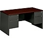 HON 38000 60" Double Pedestal Desk, Mahogany/Charcoal (H38155NS)~#|#~sp44488783_sc7