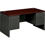 HON 38000 60" Double Pedestal Desk, Mahogany/Charcoal (H38155NS)