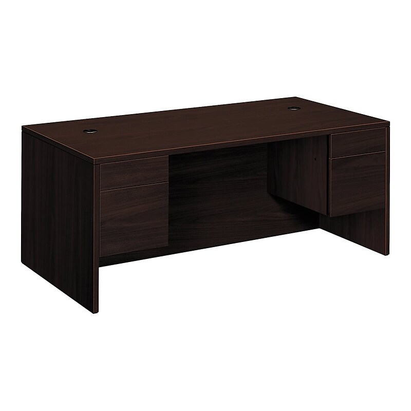 HON 10500 72" Double Pedestal Desk, Mahogany (H10593NN) image 1