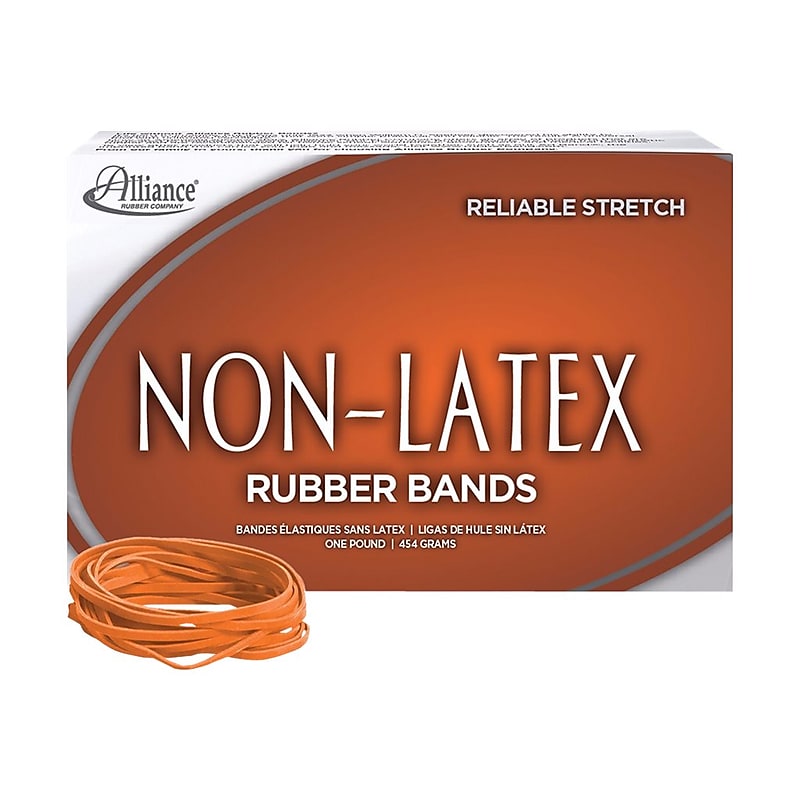 Alliance Rubber Non-Latex Multi-Purpose #33 Rubber Bands, 3.5" x 0.125", Non-Latex, Orange, 720/Pack (37336) image 1