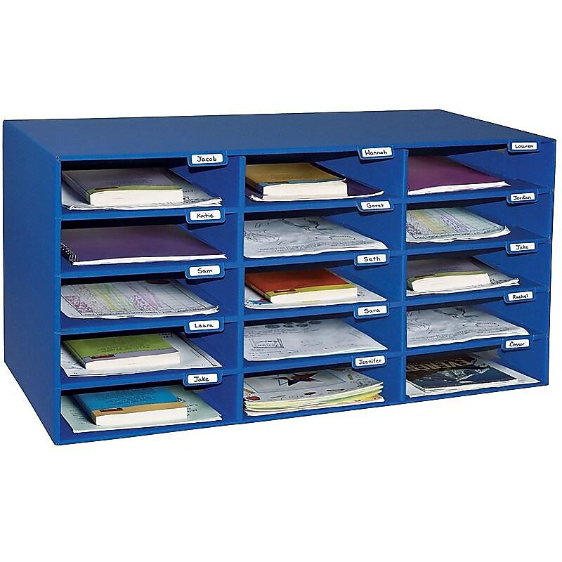 Pacon Classroom Keepers 16.38"H x 31.5"W Corrugated Mailbox, Blue, Each (001308) image 1