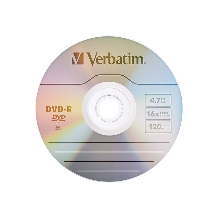 Verbatim 95102 16x DVD-R, Silver, 100/Pack | Staples