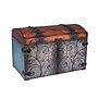Household Essentials Large Domed Vintage Storage Chest, Sandalwood and Vintage Blue (9502-1)~#|#~sp4449077_sc7