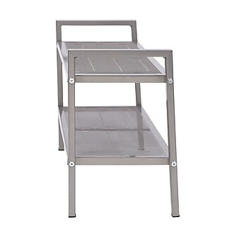Household Essentials 2-Tier Mesh Shoe Rack, Nickel (2158-1)